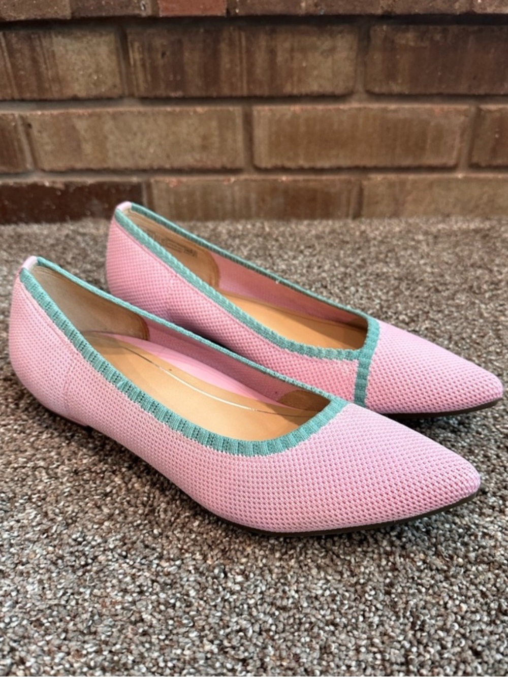 Vionic Dahlia Light Pink Knit Pointed Toe Ballet Flats, Size 9.5 Like New